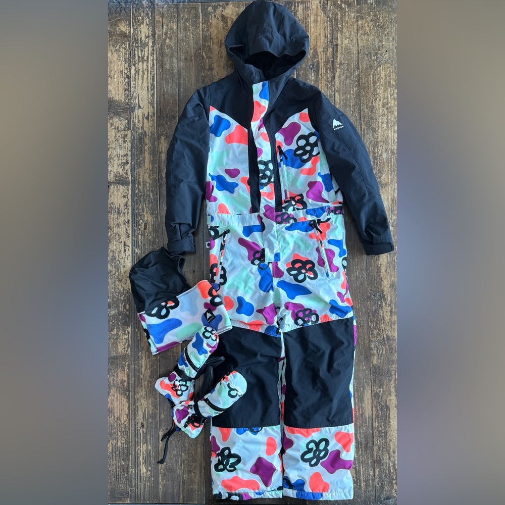 (Burton) One Piece Snowsuit, Mittens, Balaclava Kids M